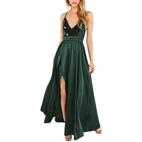 Vestido verde esmeralda largo