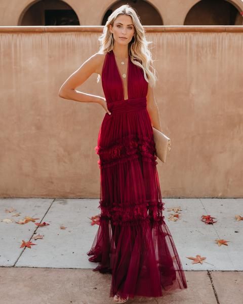 Tecnología Haiku Sumamente elegante ▷ TOP 15 de los mejores Vestidos de Noche color Vino 💋 2023